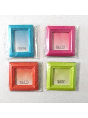 Mini Colorful Photo Frame Set Of 4 Orange Blue Green Pink 2.28in & 2.04in